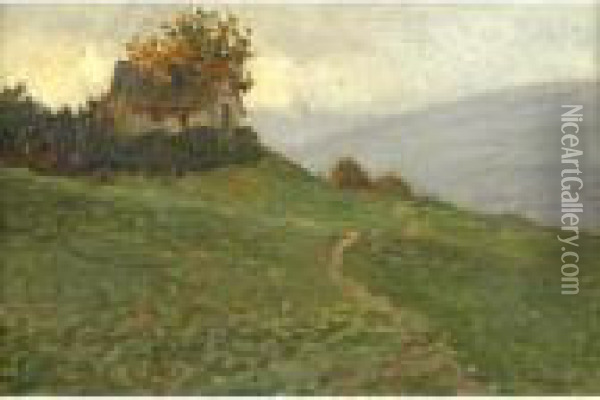 Casolare In Collina Oil Painting - Pietro Fragiacomo