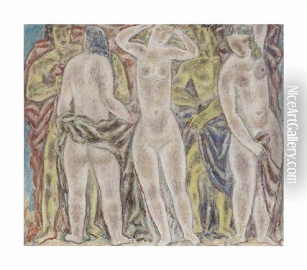 Three Bathers Oil Painting - Leo Gestel