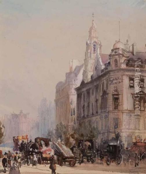 Southampton Row, London Oil Painting - Francis H. Dodd