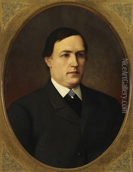 A Portrait Of Merchant Axel Haglund Oil Painting - Arvid Liljelund