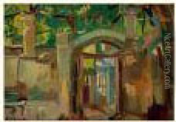L'entree D'une Villa Sur La Cote Oil Painting - Georges Lapchine