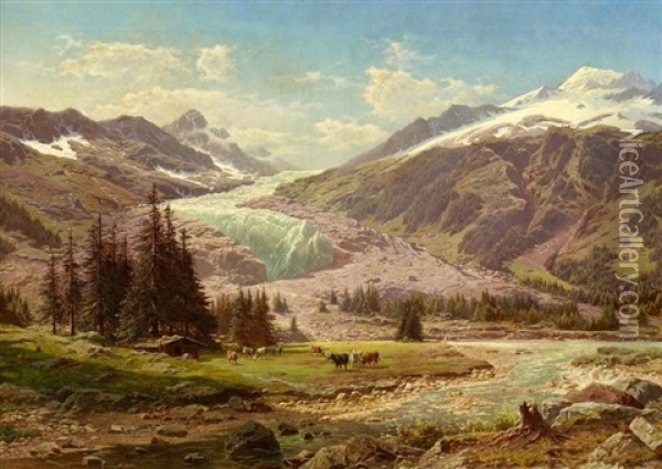 Gletscher Bei Chamonix Oil Painting - Jean Francois Xavier Roffiaen