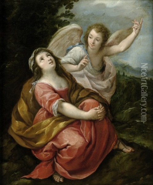 Maria Magdalena In Der Wuste Mit Dem Engel Oil Painting - Carlo Francesco Nuvolone