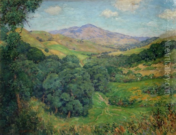 The Valley And Mount Diablo Oil Painting - Alfred Ray Burrell