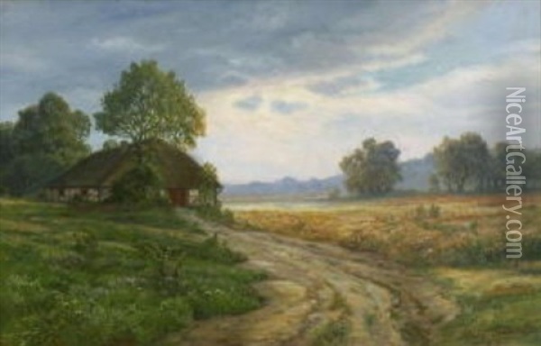 Sommerlandschaft Mit Bauernkate Oil Painting - Max Schroeder-Greifswald the Younger