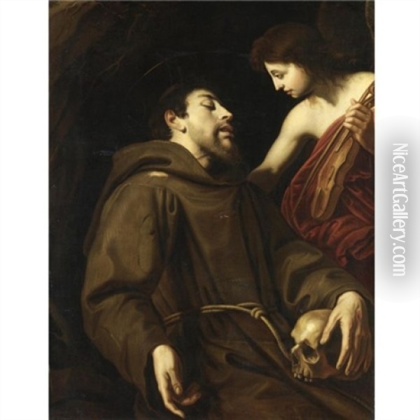 San Francesco Sorretto Da Un Angelo Oil Painting -  Caravaggio