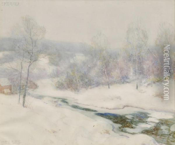 Stream In Winter Oil Painting - Ernest Albert