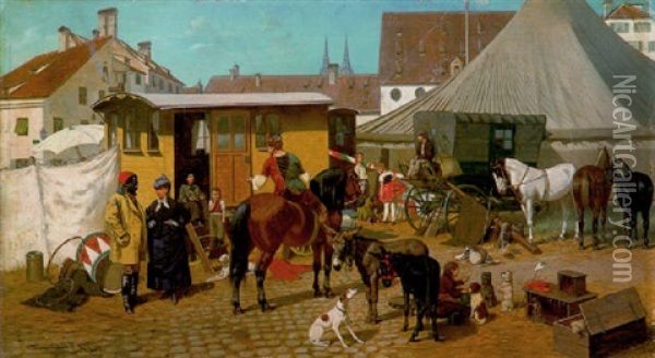 Zirkus Auf Dem St. Jakobsplatz In Munchen Oil Painting - Franz Quaglio