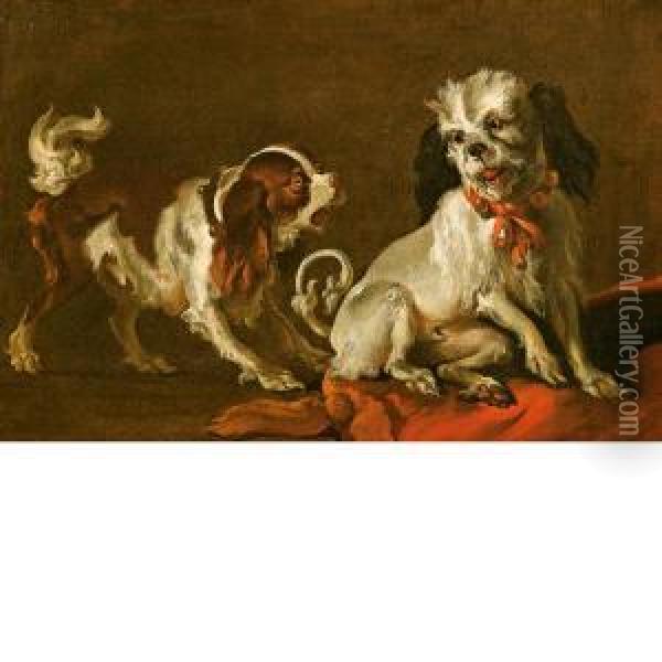 Due Cagnolini Oil Painting - Abraham Hondius