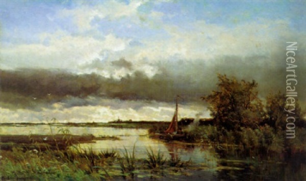 Dans Les Polders Oil Painting - Edmond De Schampheleer