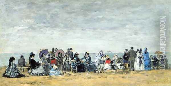 Beach Scene at Trouville II Oil Painting - Eugene Boudin