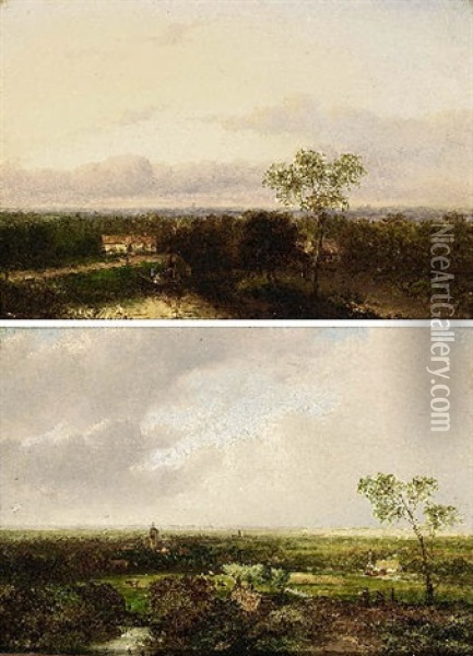 Summer Landscape Oil Painting - Jan Evert Morel the Younger