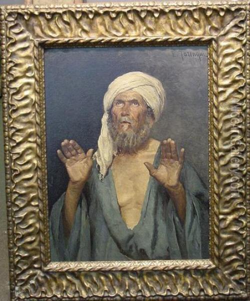Praying Arab Oil Painting - Enrico Tarenghi