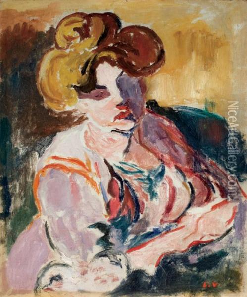 Portrait De Jeune Femme Oil Painting - Louis Valtat