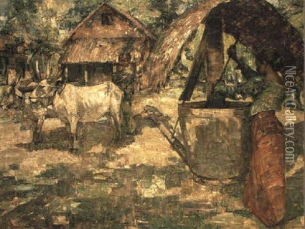 Milling Grain, Ceylon Oil Painting - Edward Atkinson Hornel
