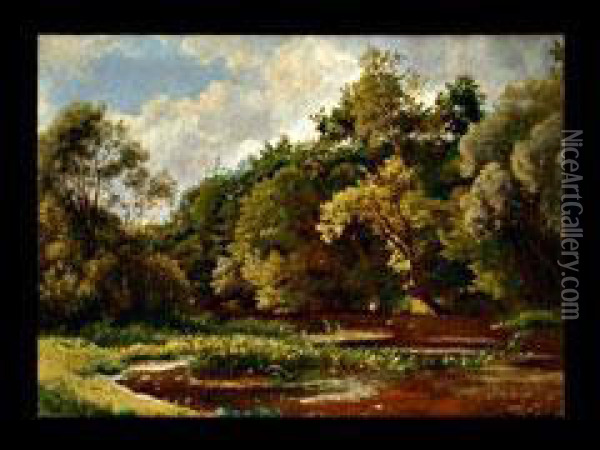 Der Waldteich Oil Painting - Johann Wilhelm Schirmer