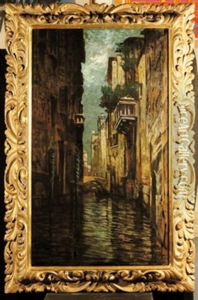 Scorcio Veneziano Oil Painting - Guiseppe Miti Zanetti