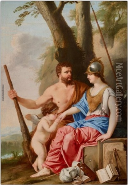 La Crucifixion Avec La Vierge Marie, Saint Jean Et Marie Madeleine Oil Painting - Laurent de (LaHyre) LaHire