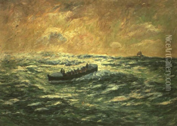 Le Bateau De Sauvetage A Audierne (finistere) Oil Painting - Henry Moret