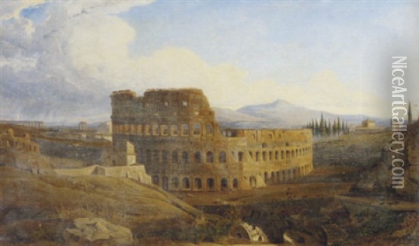 A Panorama Of The Colosseum, Rome Oil Painting - Charles Coleman