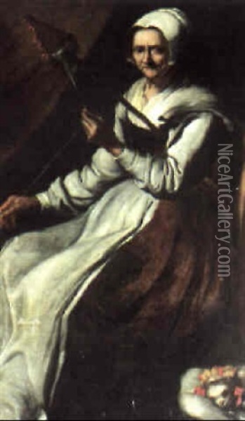 An Old Woman With A Distaff Oil Painting - Giacomo Ceruti