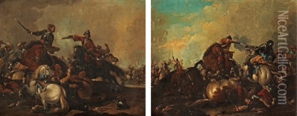 Battle Scenes Oil Painting - Georg Philipp Rugendas the Elder