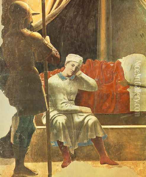 Constantine's Dream (detail) c. 1455 Oil Painting - Piero della Francesca