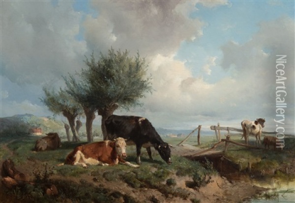 Cattle In A Landscape Oil Painting - Anton Mauve