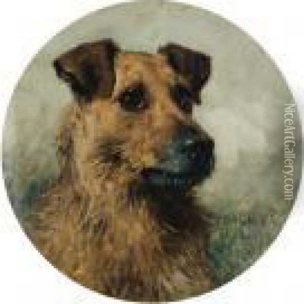 Terrier Oil Painting - John Emms