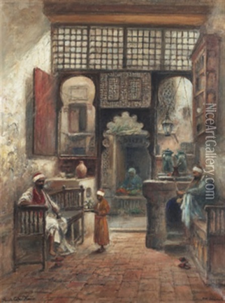 Arabcafe I Cairo Oil Painting - Frans Wilhelm Odelmark