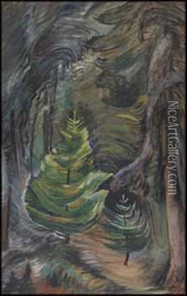 Forest Interior Oil Painting - Emily Carr