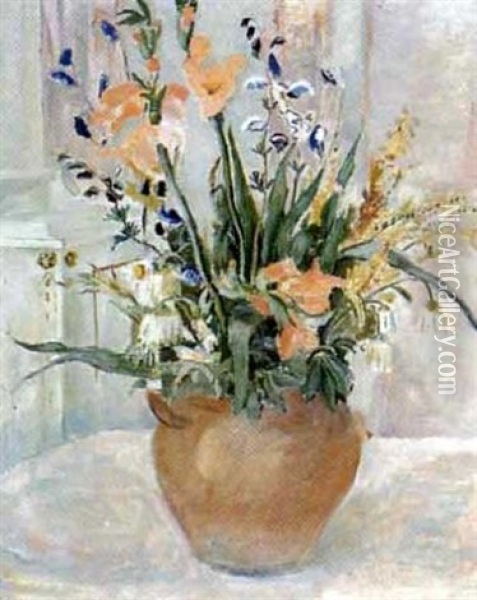 Blomsterstilleben Oil Painting - Eric C. Hallstroem