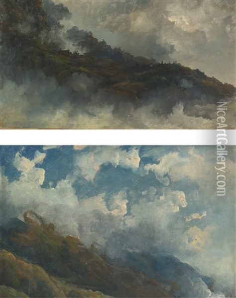 A Pair Of Cloud Studies: Untitled And Galipan, Caracas, Venezuela Oil Painting - Fritz Siegfried George Melbye