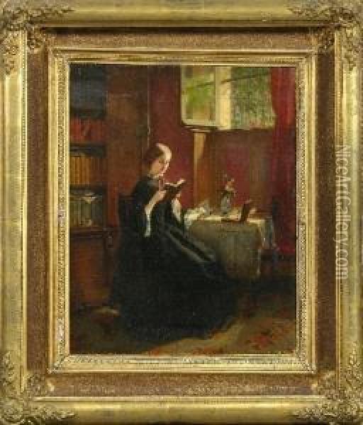 Junge Frau Bei Der Buchlekture Oil Painting - Isidore Patrois