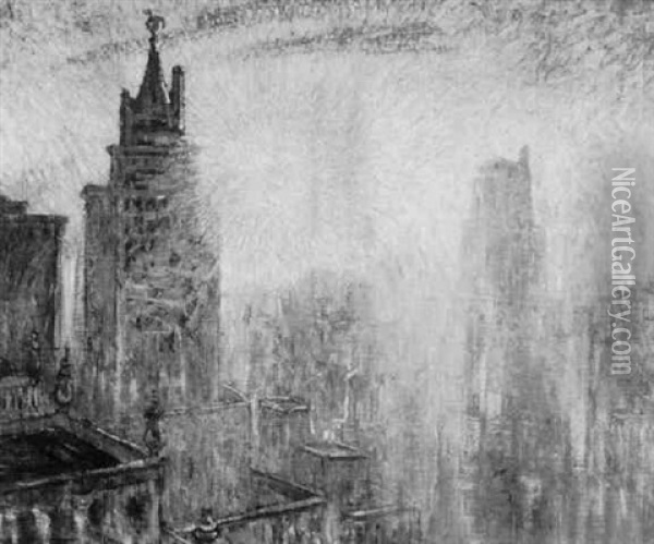 New York City At Sunrise Oil Painting - William Samuel Horton