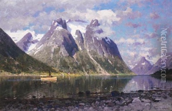 Saltenfjorden, Norge Oil Painting - Adelsteen Normann