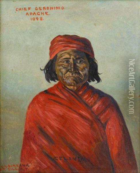 Chief Geronimo/apache Oil Painting - Elbridge Ayer Burbank