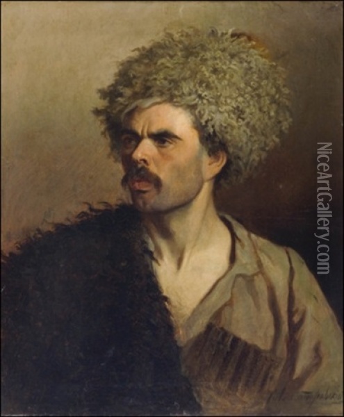 Mies Kasakkahatussa (man With Cossack Hat) Oil Painting - Stephan Fedorovich Alexandrovski