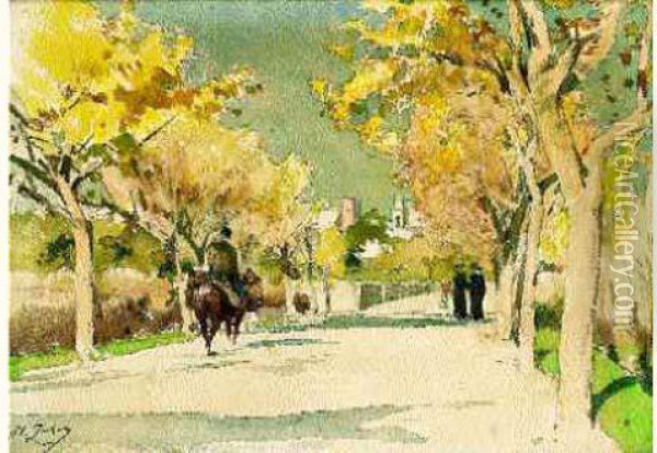 L'entree Du Village Oil Painting - Jean Henri Zuber