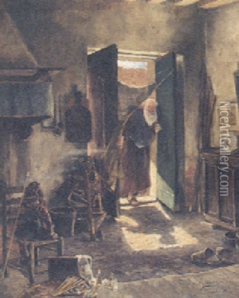 The Monk's Studio Oil Painting - Friedrich von Puteani