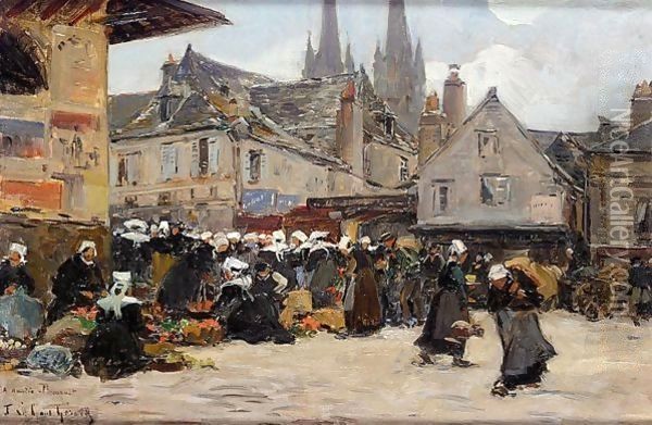 Market At Quimper Oil Painting - Fernand Marie Eugene Legout-Gerard