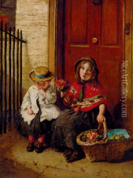 The Flower Sellers Oil Painting - Alexander Hohenlohe Burr