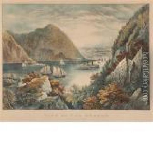 View On The Hudson Oil Painting - Currier & Ives Publishers