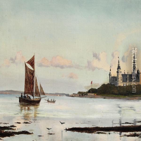 View Of Oresund With Kronborg Castle Oil Painting - Ioannis (Jean H.) Altamura