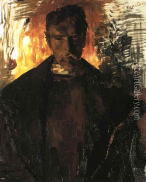 Self Portrait (pre-1914) Oil Painting - Filip Malyavin