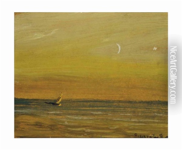 Sailboat And Moon Oil Painting - Louis Michel Eilshemius