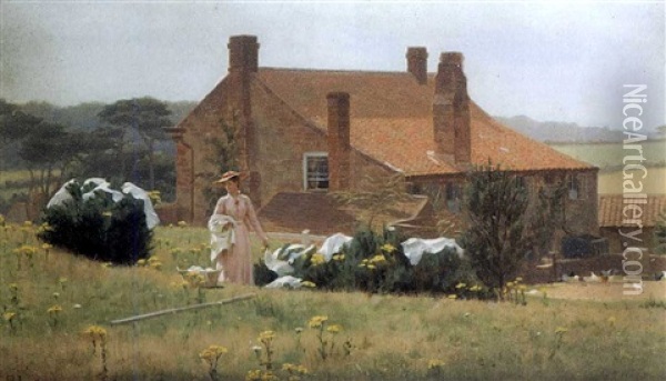 Wash Day Oil Painting - Edmund Blair Leighton