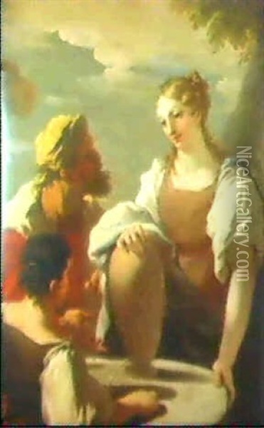 Rebecca Au Puits Oil Painting - Giovanni Antonio Pellegrini