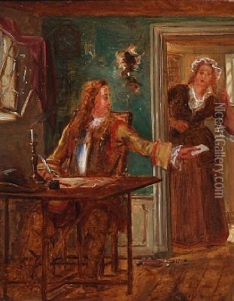 Peter Tordenskjold Gives A Letter About The Surrender Of Marstrand To The Maid Oil Painting - Wilhelm Nicolai Marstrand