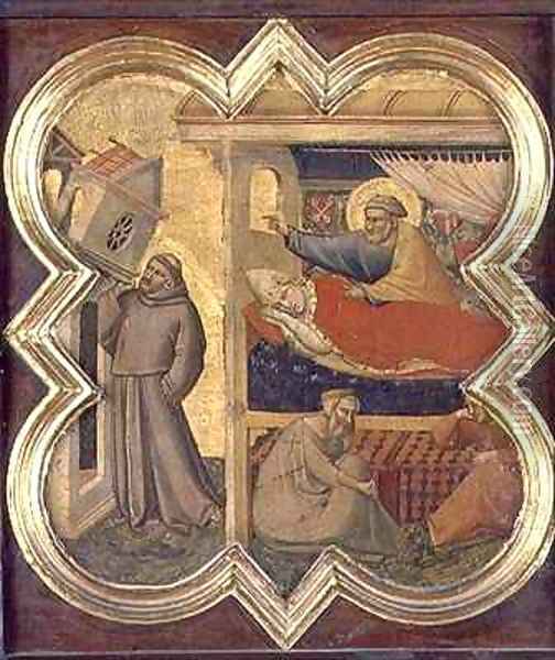 St Francis holding up the Lateran Church Oil Painting - Taddeo Gaddi